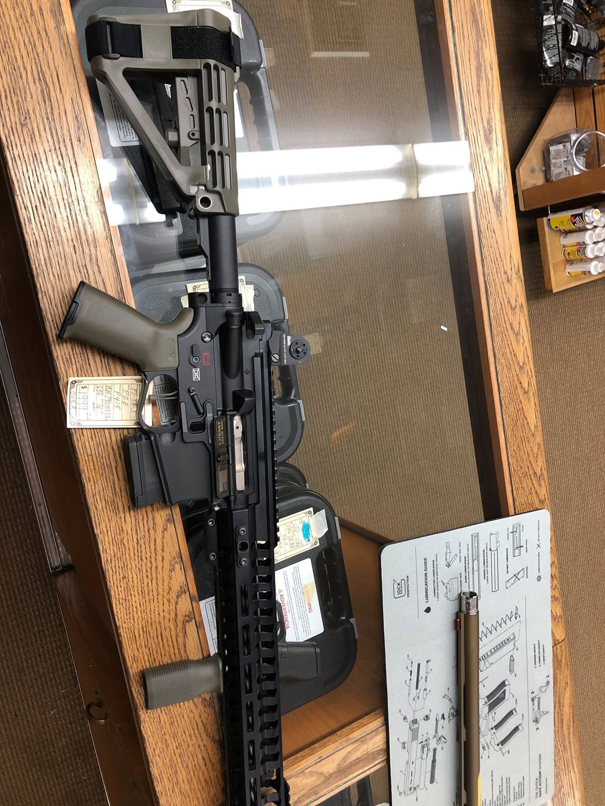 AR-style rifles on the wall