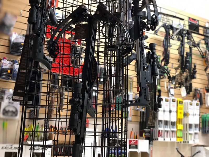 Bow display in the archery department
