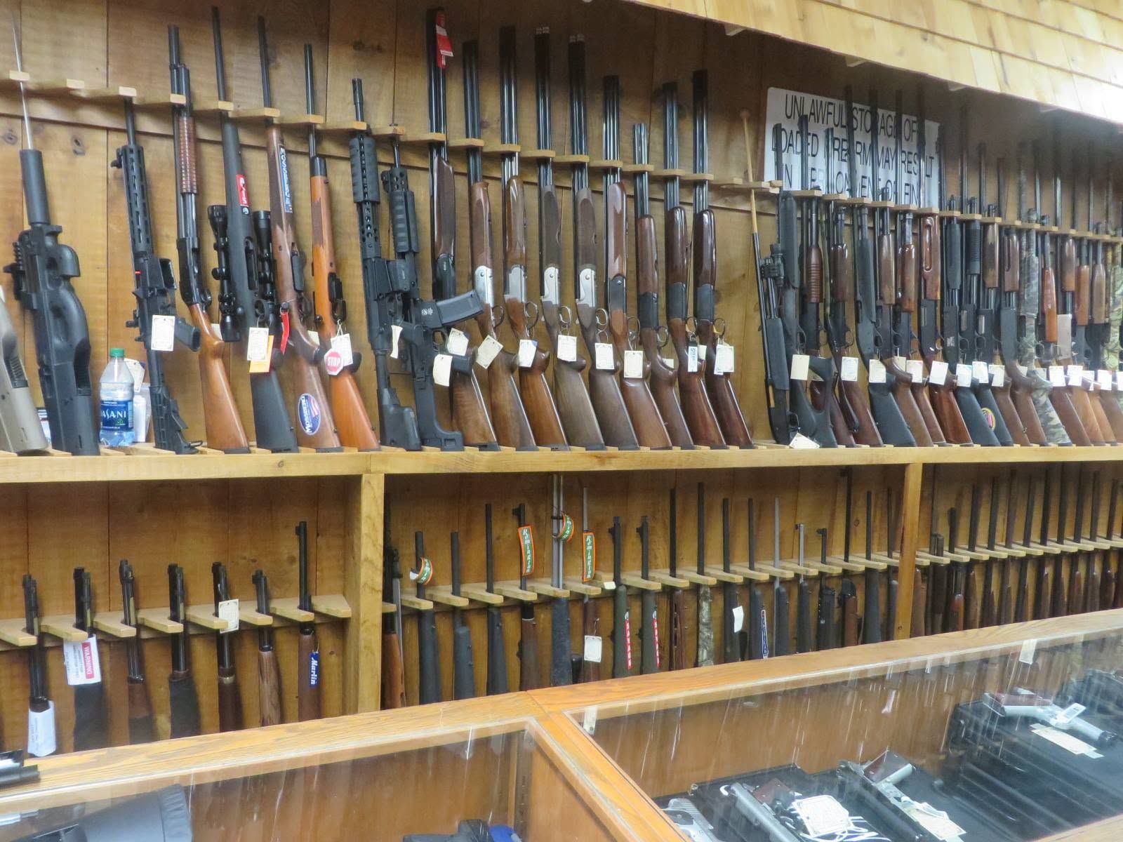 Wall of rifles and shotguns