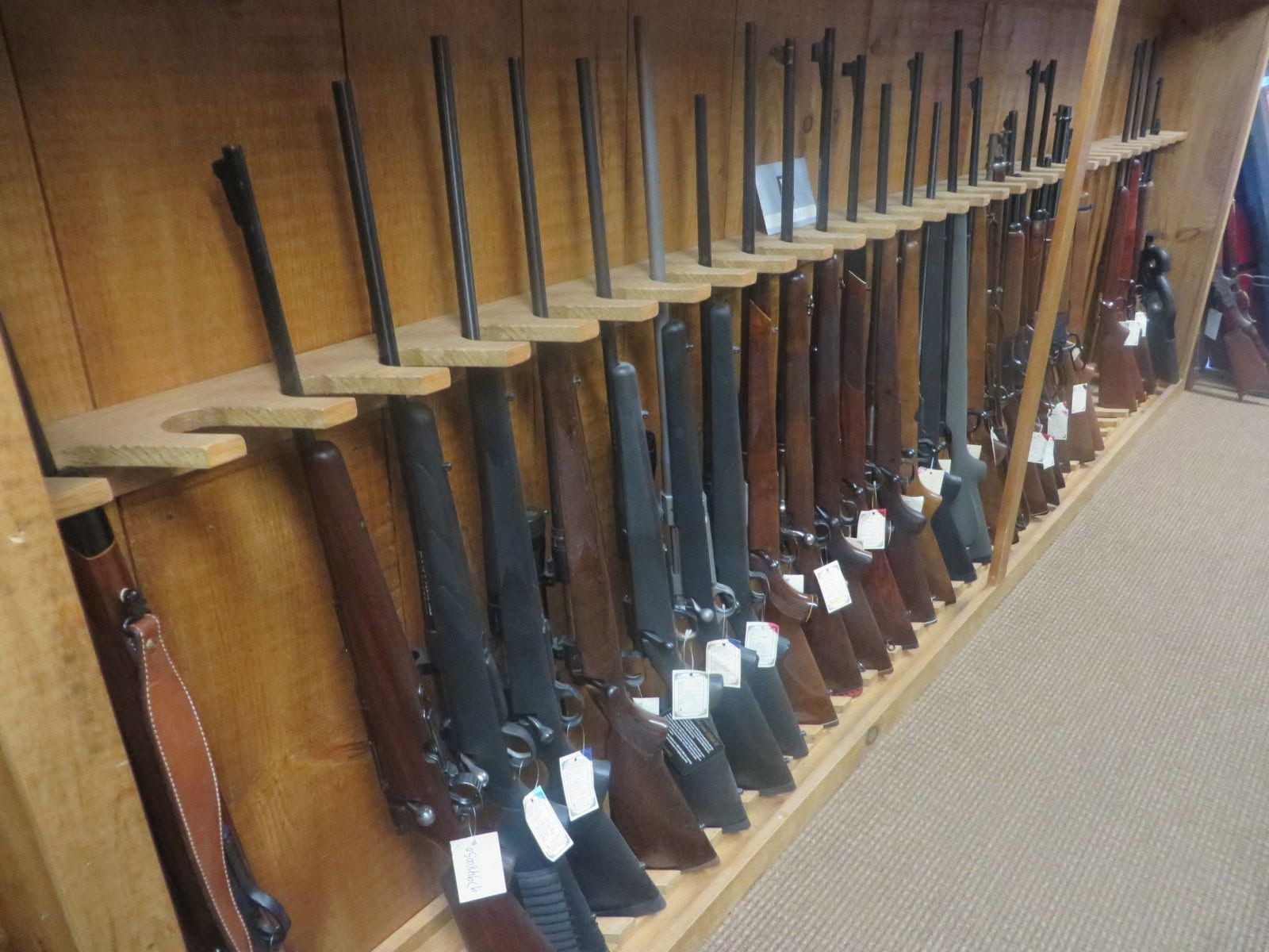 Rack of rifles in the firearms department